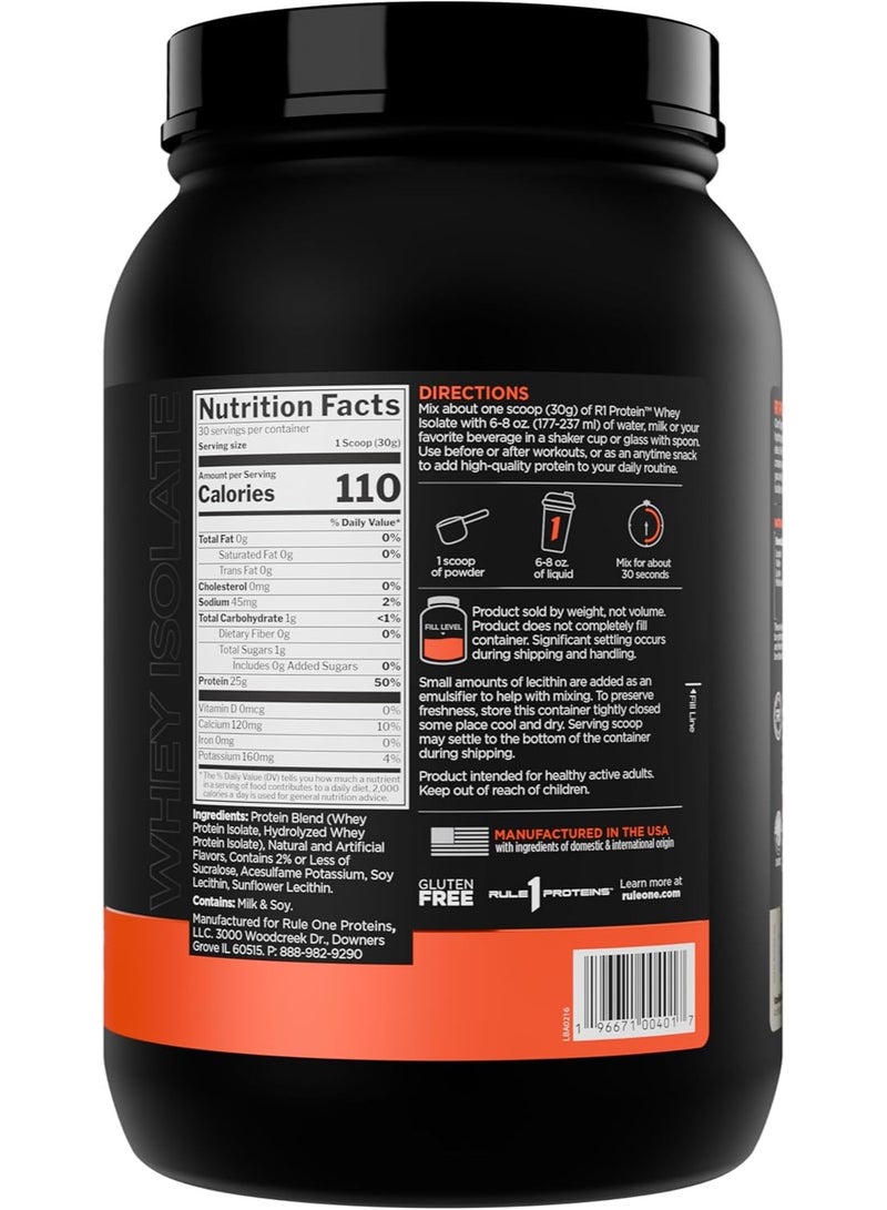 Rule1 Whey Protein Isolate Powder, Vanilla Cream, 1.9 lb, 25g Protein per Serving, Low Carb & Low Fat, Fast-Digesting Protein - Image 2